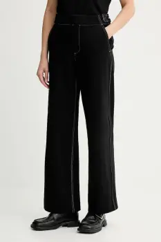 Rag & Bone pantaloni culoarea negru, drept, high waist, RE0H25F71PW imagine