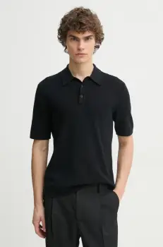 Rag & Bone tricou polo barbati, culoarea negru, neted, MBS22S018KI18 imagine