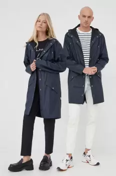 Rains geaca 12020 Long Jacket culoarea albastru marin, de tranzitie imagine