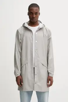 Rains geaca 12020 Long Jacket culoarea gri, de tranzitie, 12020 imagine