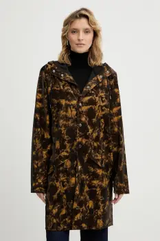 Rains geaca 12020 Long Jacket W3 culoarea maro, de tranzitie, oversize, 12020 imagine