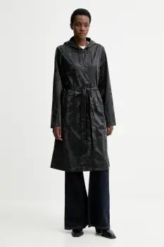 Rains geaca 12040 A-Line Longer W Jacket culoarea negru, de tranzitie, 12040 imagine
