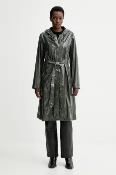 Rains geaca 12040 A-Line Longer W Jacket culoarea verde, de tranzitie, 12040 imagine