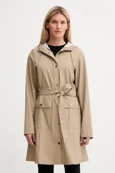 Rains geaca 18130 Curve Long Jacket culoarea bej, de tranzitie, 18130 imagine