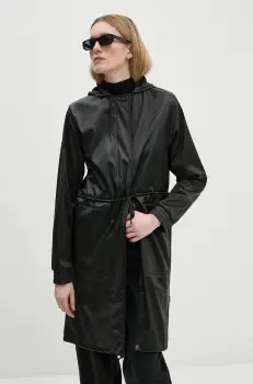 Rains hanorac String W Parka W3 femei, culoarea negru, de tranzitie, 18550-84 imagine