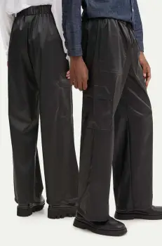 Rains pantaloni Cargo Rain Pants Wide W3 culoarea negru, lat, high waist, 18990-84 imagine