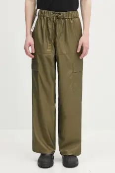 Rains pantaloni Cargo Rain Pants Wide W3 culoarea verde, drept, 18990.105 imagine