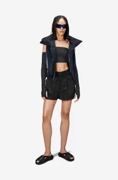 Rains pantaloni scurti 18950 Shorts W Wide culoarea negru, neted 18950-BLACK. imagine