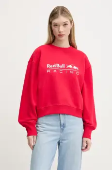 Red Bull Racing x Pepe Jeans bluza LOGO CREW femei, culoarea rosu, cu imprimeu, RL580012 imagine