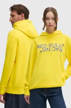 Red Bull Racing x Pepe Jeans bluza Red Bull Racing x Pepe Jeans culoarea galben, cu gluga, cu imprimeu, RU580001 imagine