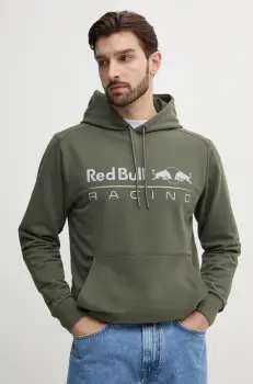 Red Bull Racing x Pepe Jeans bluza TEAM LOGO HOODY barbati, culoarea verde, cu gluga, cu imprimeu, RM580016 imagine