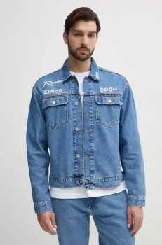 Red Bull Racing x Pepe Jeans geaca jeans PRINTED RACE JACKET barbati, de tranzitie, oversize, RM400019R17 imagine