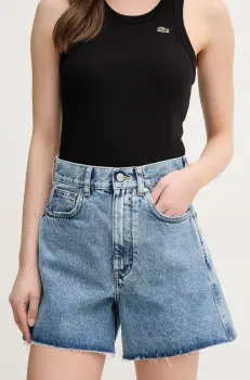 Red Bull Racing x Pepe Jeans pantaloni scurti jeans BOXY SHORT femei, neted, high waist, RL800004R17 imagine