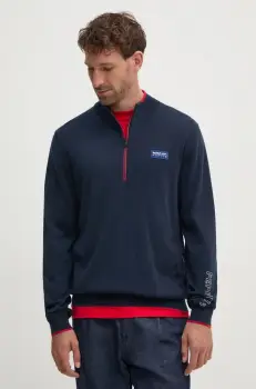 Red Bull Racing x Pepe Jeans pulover de bumbac Red Bull Racing x Pepe Jeans culoarea albastru marin, light, cu turtleneck, RM700006 imagine