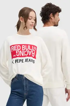Red Bull Racing x Pepe Jeans pulover de bumbac Red Bull Racing x Pepe Jeans culoarea bej, light, RU700002 imagine