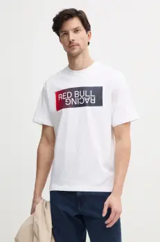 Red Bull Racing x Pepe Jeans tricou din bumbac OMBRE LOGO TEE barbati, culoarea alb, cu imprimeu, RM500019 imagine