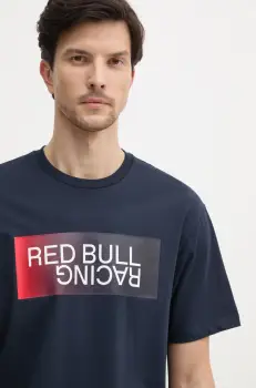 Red Bull Racing x Pepe Jeans tricou din bumbac OMBRE LOGO TEE barbati, culoarea albastru marin, cu imprimeu, RM500019 imagine