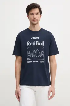 Red Bull Racing x Pepe Jeans tricou din bumbac RACING HISTORY TEE barbati, culoarea albastru marin, cu imprimeu, RM500020 imagine