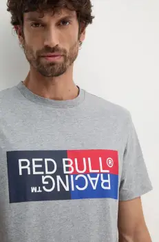 Red Bull Racing x Pepe Jeans tricou din bumbac Red Bull Racing x Pepe Jeans barbati, culoarea gri, cu imprimeu, RM500001 imagine