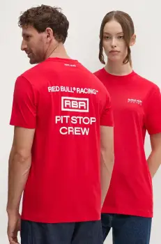 Red Bull Racing x Pepe Jeans tricou din bumbac Red Bull Racing x Pepe Jeans culoarea rosu, cu imprimeu, RU500003 imagine