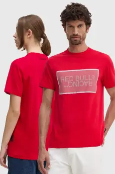 Red Bull Racing x Pepe Jeans tricou din bumbac Red Bull Racing x Pepe Jeans culoarea rosu, cu imprimeu, RU500004 imagine