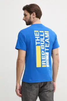 Red Bull Racing x Pepe Jeans tricou din bumbac REDBULL TEAM TEE barbati, culoarea violet, neted, RM500014 imagine