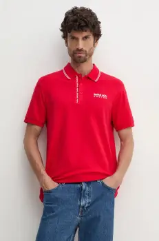 Red Bull Racing x Pepe Jeans tricou polo Red Bull Racing x Pepe Jeans barbati, culoarea rosu, cu imprimeu, RM540001 imagine