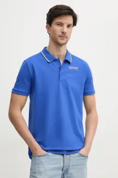 Red Bull Racing x Pepe Jeans tricou polo TIPPED LOGO POLO barbati, culoarea violet, cu imprimeu, RM540013 imagine