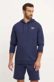 Reebok bluza barbati, culoarea albastru marin, cu gluga, cu imprimeu, 100202877 imagine