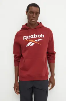 Reebok bluza barbati, culoarea bordo, cu gluga, cu imprimeu, 100205966 imagine