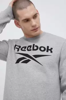Reebok bluza barbati, culoarea gri, cu imprimeu imagine