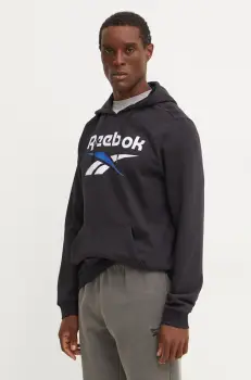 Reebok bluza barbati, culoarea negru, cu gluga, cu imprimeu, 100206027 imagine