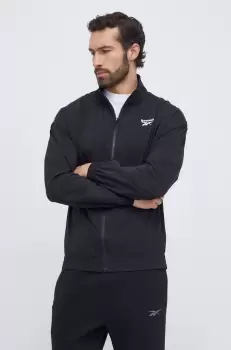 Reebok bluza barbati, culoarea negru, cu imprimeu imagine