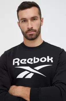 Reebok bluza barbati, culoarea negru, cu imprimeu imagine