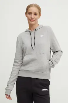 Reebok bluza femei, culoarea gri, cu gluga, melanj, 100075635 imagine