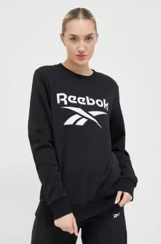 Reebok bluza femei, culoarea negru, cu imprimeu imagine