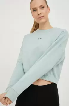 Reebok bluza femei, culoarea verde, neted imagine