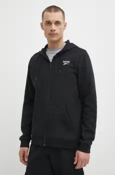 Reebok bluza Identity barbati, culoarea negru, cu gluga, neted, 100202857 imagine