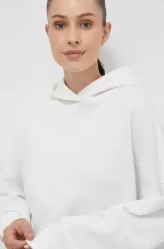 Reebok bluza LUX COLLECTION femei, culoarea alb, cu gluga, cu imprimeu imagine