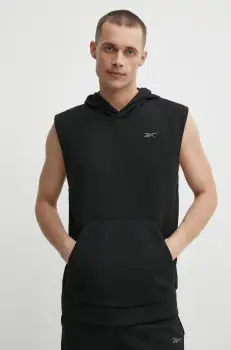 Reebok bluza Strength barbati, culoarea negru, cu gluga, neted, 100075597 imagine