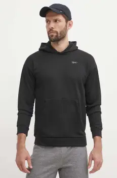 Reebok bluza Strength barbati, culoarea negru, cu gluga, neted, 100075764 imagine