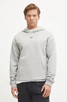 Reebok bluza trening Athlete culoarea gri, cu gluga, melanj, 100215042 imagine