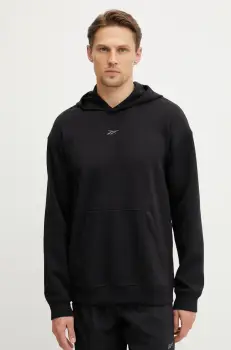 Reebok bluza trening Athlete culoarea negru, cu gluga, neted, 100215038 imagine