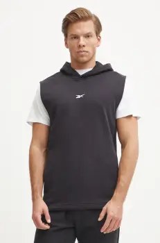 Reebok bluza trening culoarea negru, cu gluga, cu imprimeu, 100214097 imagine