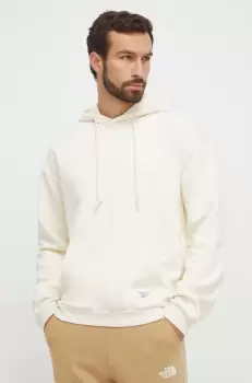 Reebok Classic bluza barbati, culoarea bej, cu gluga, neted imagine