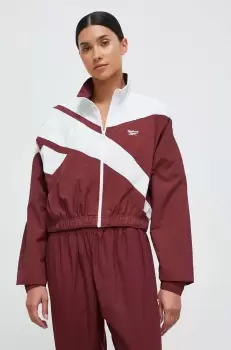 Reebok Classic bluza femei, culoarea bordo, cu gluga, modelator imagine