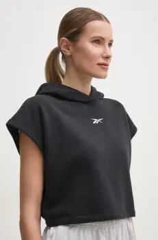 Reebok Classic bluza femei, culoarea negru, cu gluga, neted, 100214177 imagine