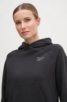 Reebok Classic hanorac de bumbac femei, culoarea negru, cu gluga, neted, 100214101 imagine