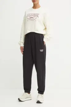 Reebok Classic pantaloni de trening din bumbac culoarea negru, cu imprimeu, 100205172 imagine