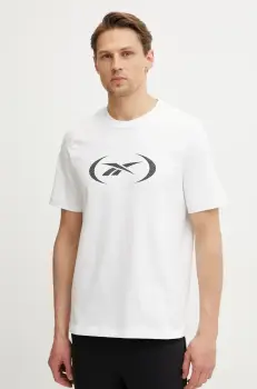 Reebok Classic tricou din bumbac barbati, culoarea alb, cu imprimeu, 100214157 imagine